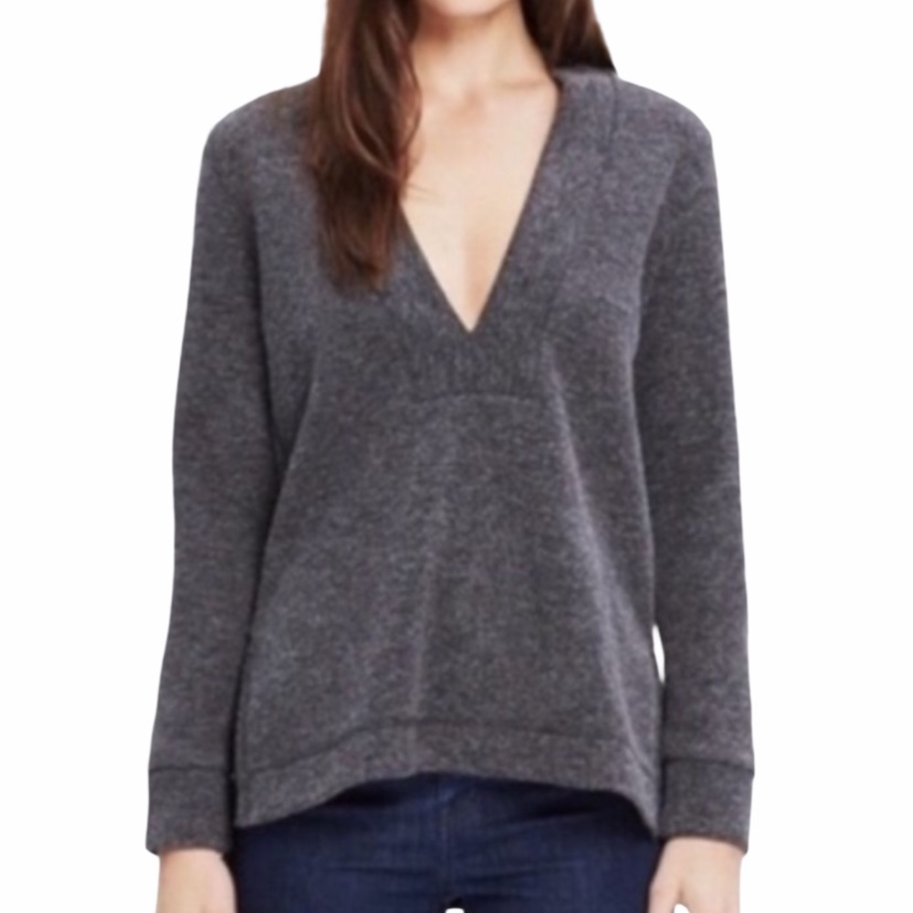Madewell Grey V-neck Long Sleeve Sweater Med